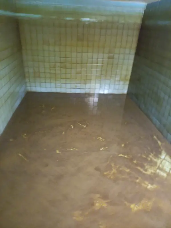 Cisterna antes de la limpieza